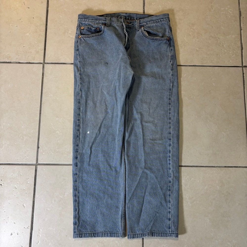 Vintage Levis 501 Mens 36x30 Light Wash Button Fly Straight Leg Jeans USA Made